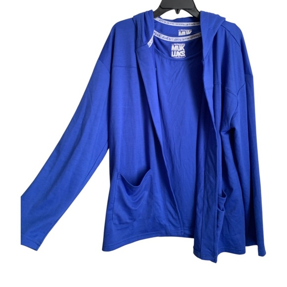 NWT Muk Luks Womens Cardigan w/ Match Tank Top Size Tall XL Sapphire Blue Hoodie - Picture 4 of 12